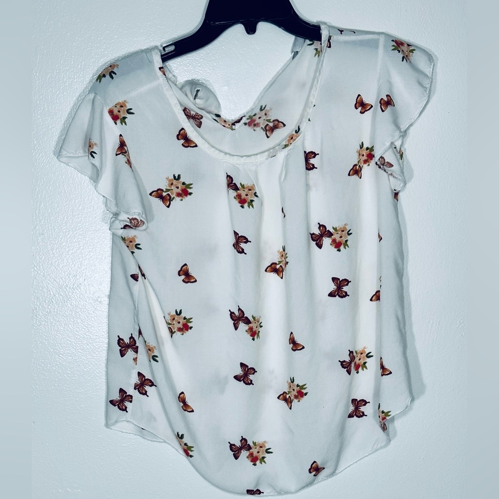 Ny Invasions Short Sleeve Butterfly Blouse - Picture 1 of 3